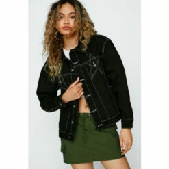 NastyGal Star Stitch Detail Denim Jacket For Female