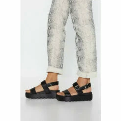 NastyGal Work Your Way Up Faux Leather Platform Sandals For Female