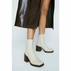 NastyGal Faux Leather Platform Ankle Boots For Female
