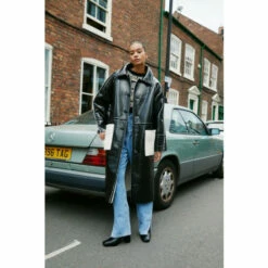 NastyGal Plus Reversible Faux Leather Borg Lined Coat For Female