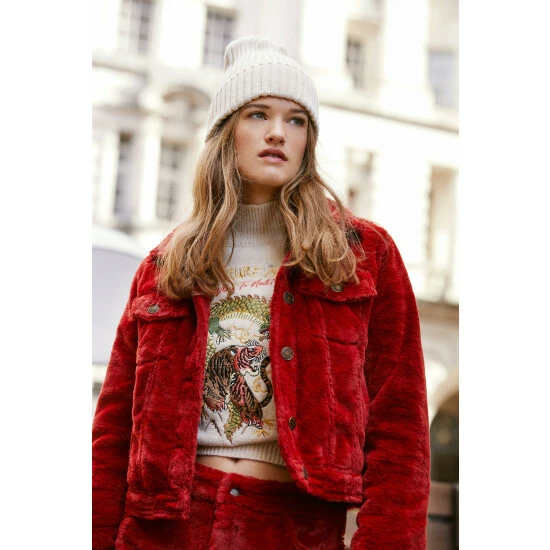 NastyGal Premium Faux Fur Collared Pocket Jacket For Female - Image 2