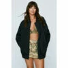 NastyGal Plus Size Oversized Bomber Jacket For Female