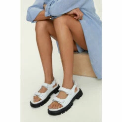 NastyGal Real Leather Woven Strap Chunky Sandals For Female