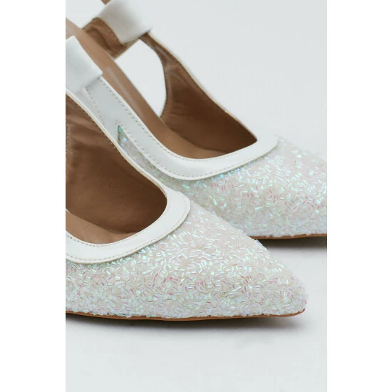 NastyGal Beaded Sling Back Court Shoes For Female - Image 4