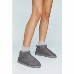 NastyGal Faux Suede Ankle Slipper Boot For Female