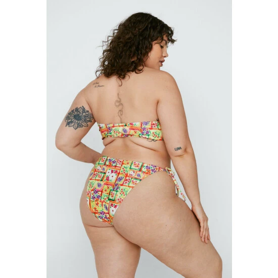 NastyGal Plus Size Recycled Floral Print Bandeau Bikini For Female - Image 4