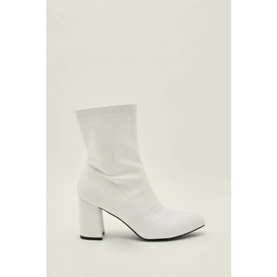 NastyGal Patent Faux Leather Block Heel Sock Boots For Female - Image 2