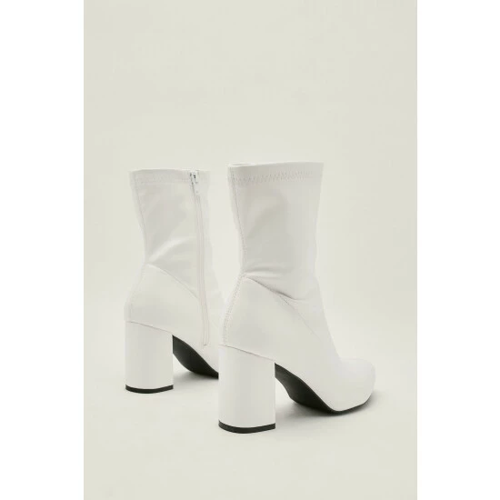 NastyGal Patent Faux Leather Block Heel Sock Boots For Female - Image 3