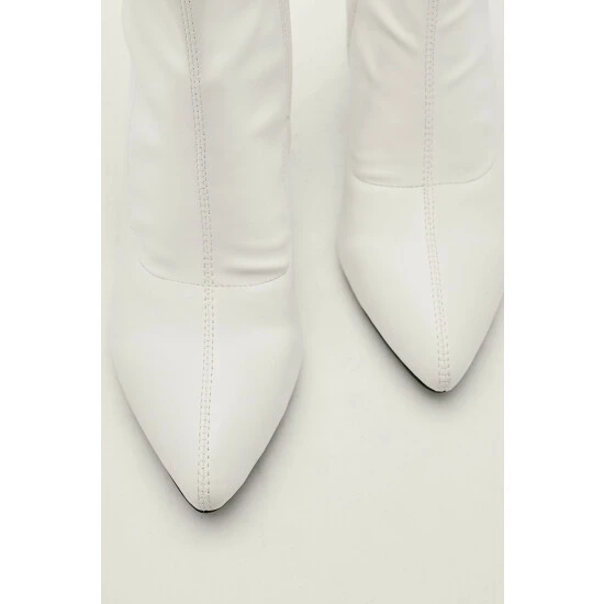 NastyGal Patent Faux Leather Block Heel Sock Boots For Female - Image 4