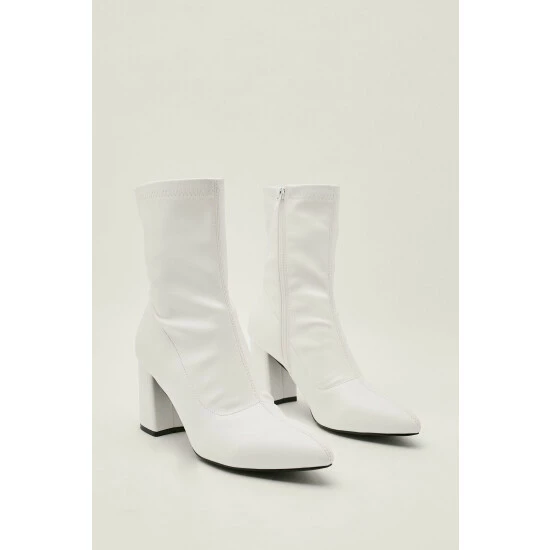 NastyGal Patent Faux Leather Block Heel Sock Boots For Female - Image 5